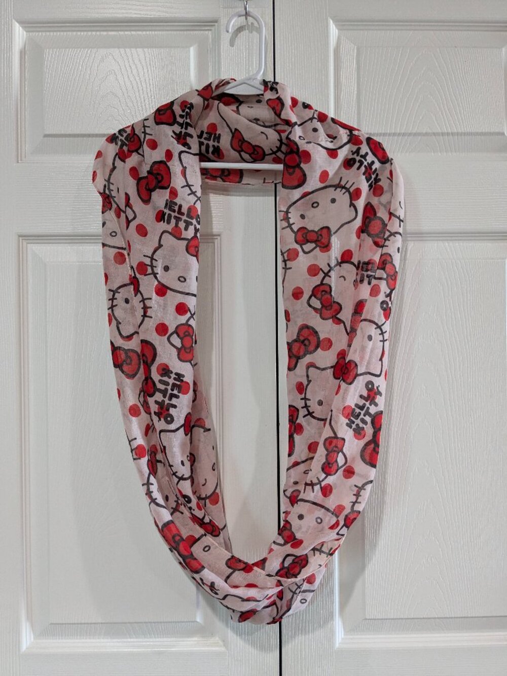 Sanrio Hello Kitty Infinity Loop Scarf, White Red Black, 2014, Polyester